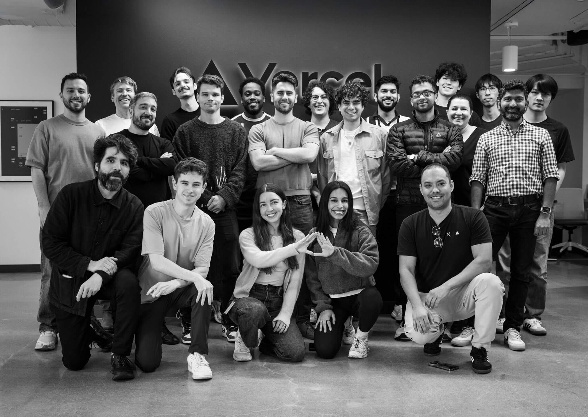 Group photo with speakers and participants at Vercel HQ